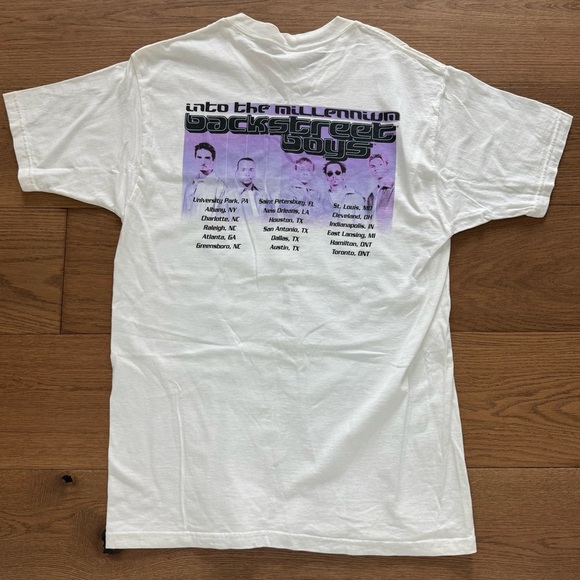 Backstreet Boys BSB Millenium Tour T-Shirt Y2K 90s - Size L - White - EUC - Picture 3 of 4